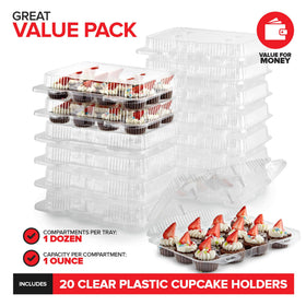 Stock Your Home 12-compartment carrier with clear lid keeps cupcakes secure during transport.