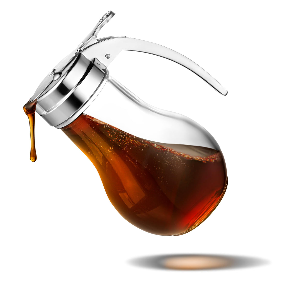 Stock Your Home 14 oz glass syrup dispenser with no-drip pour for mess-free pancakes