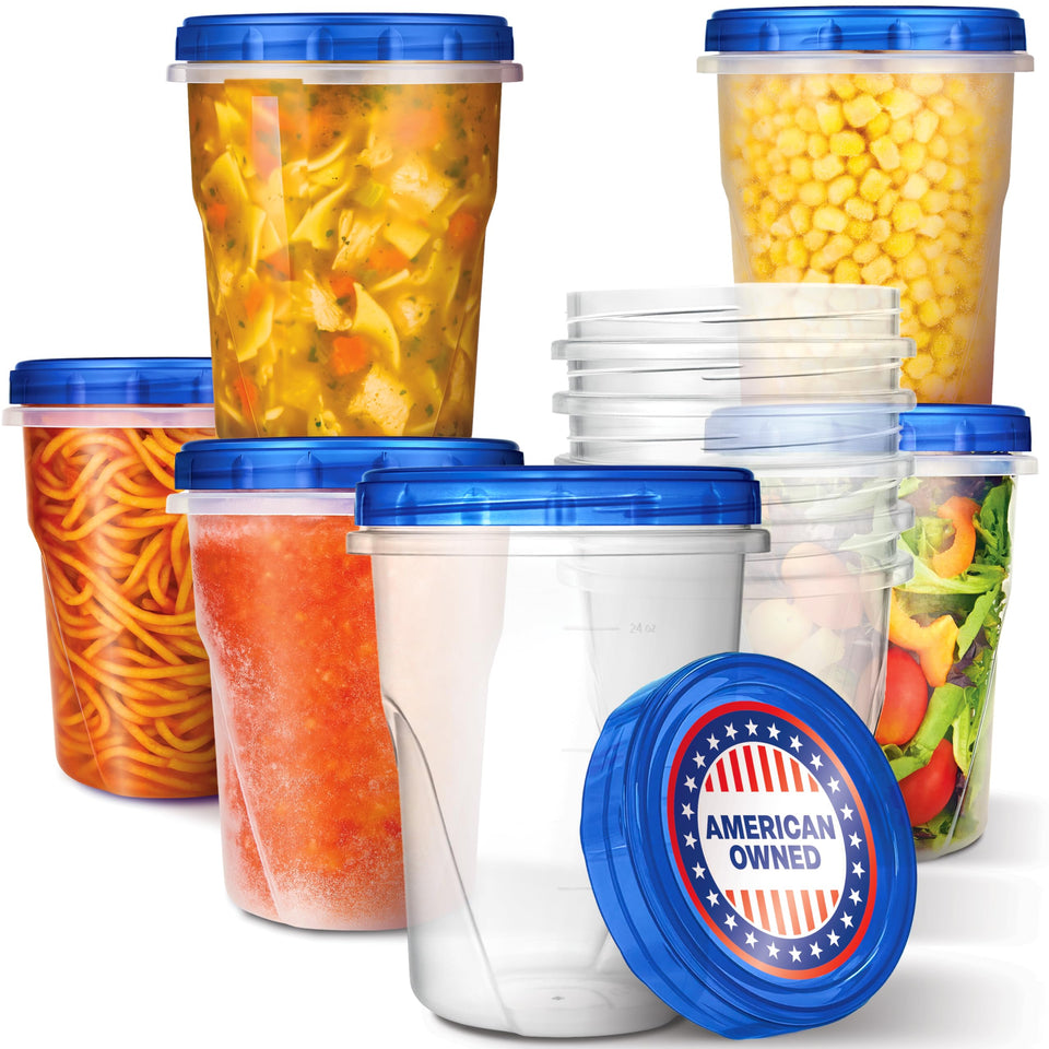 Stock Your Home 32oz container with twist-top lid, airtight seal for leftovers.