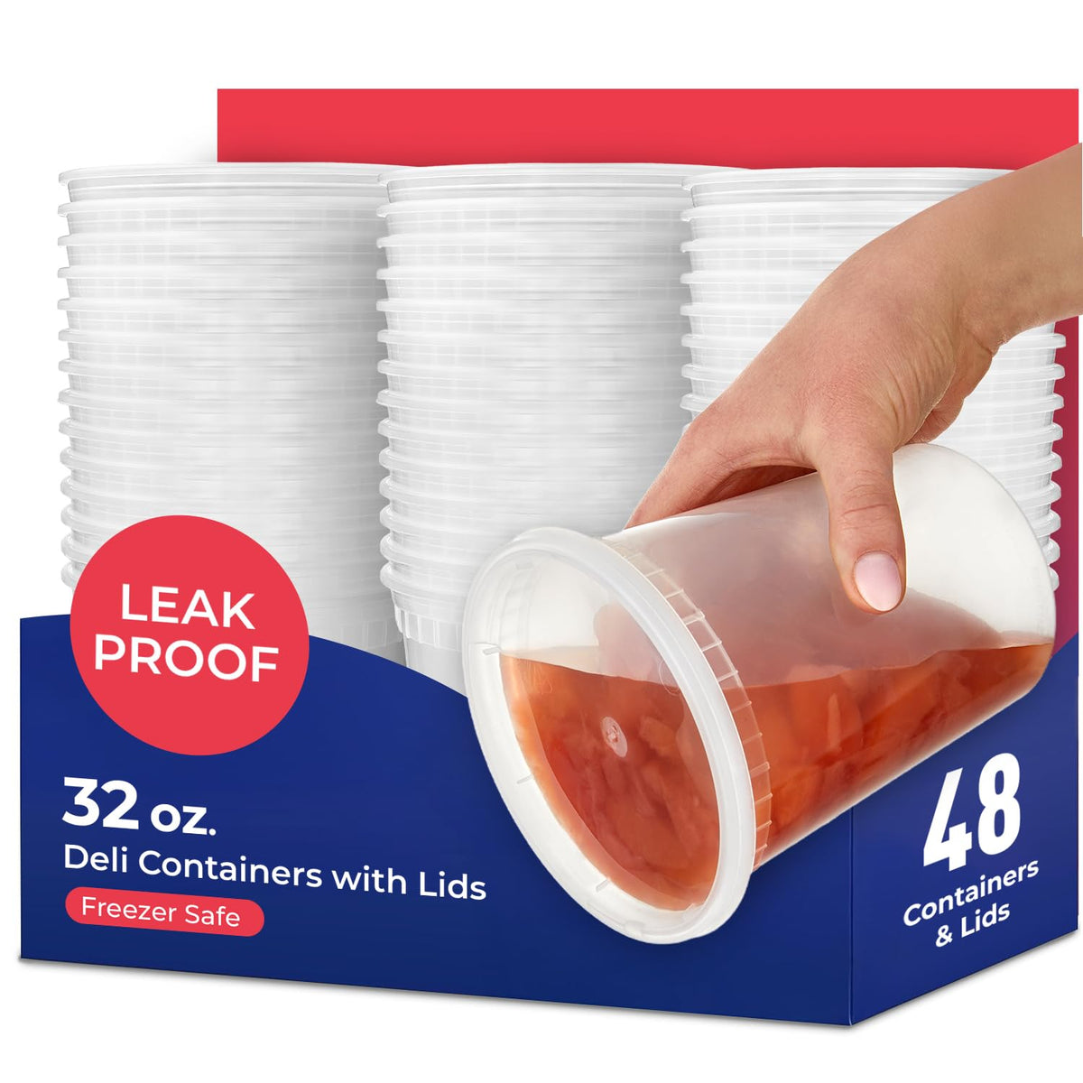 Stock Your Home 32oz deli container with lid for secure sauce storage and leftovers
