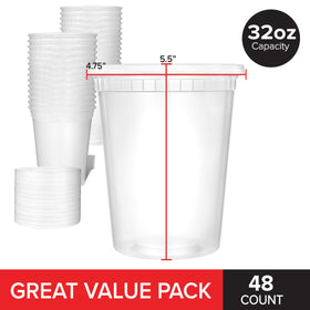 Stock Your Home 48-pack 32oz containers with lids for bulk meals and organization
