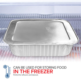 Stock Your Home 50-pack square foil pans with lids ideal for catering and takeout.