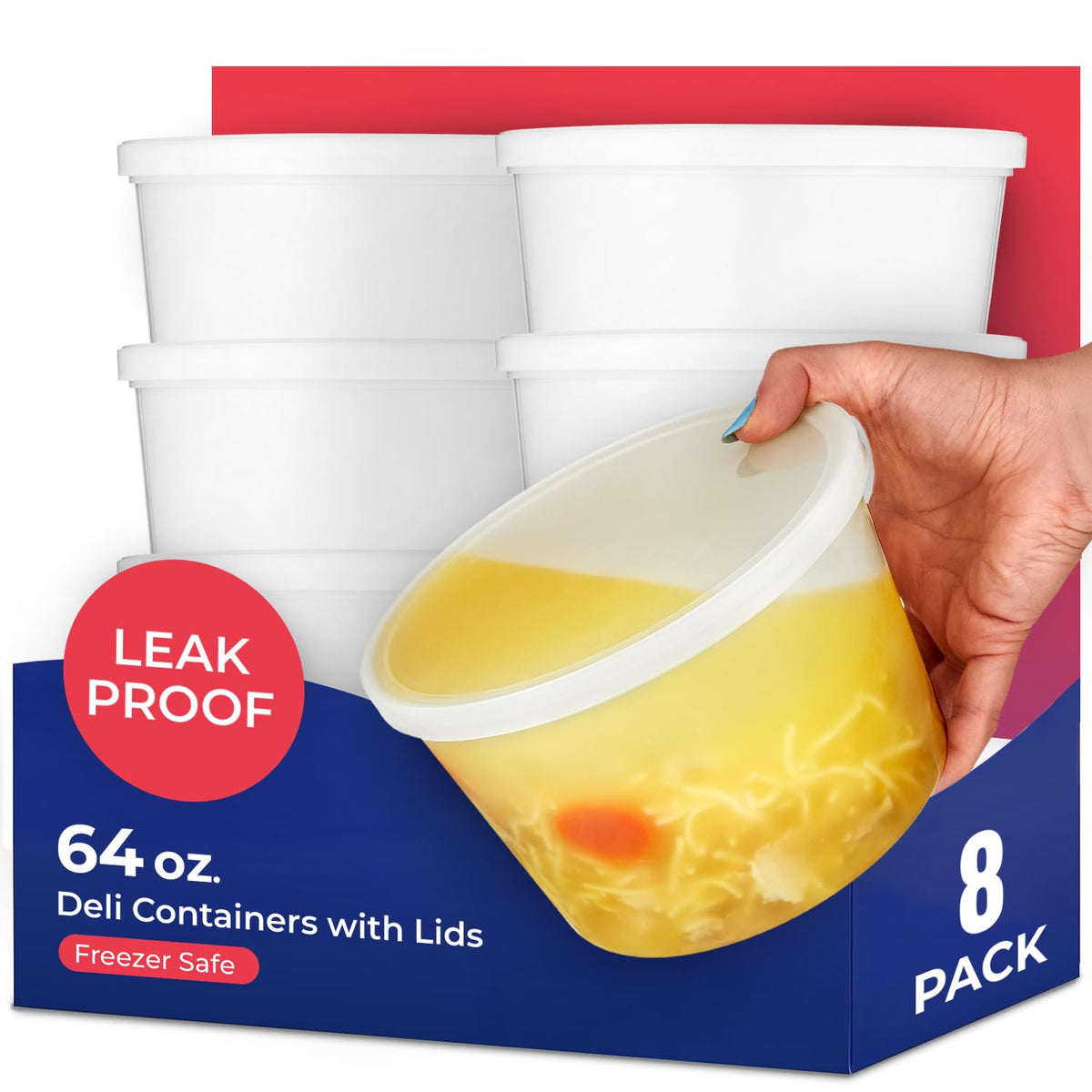 Stock Your Home 64oz deli container with lid for organized leftovers