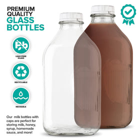Stock Your Home 64oz glass bottle in a modern kitchen for fresh liquids.