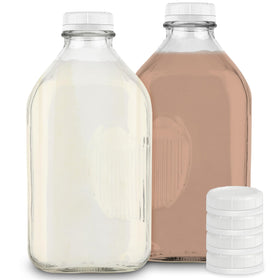 Stock Your Home 64oz glass milk jug with cap – durable storage for milk and sauces.
