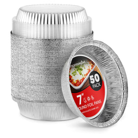 Stock Your Home 7 inch round aluminum pans with lids for bulk baking and to go meals