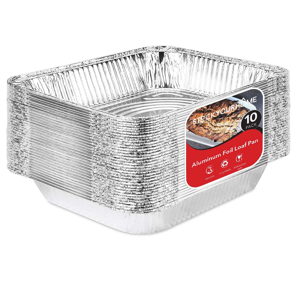 Stock Your Home 9x13 aluminum pans view showing a 10-pack for versatile cooking and serving.