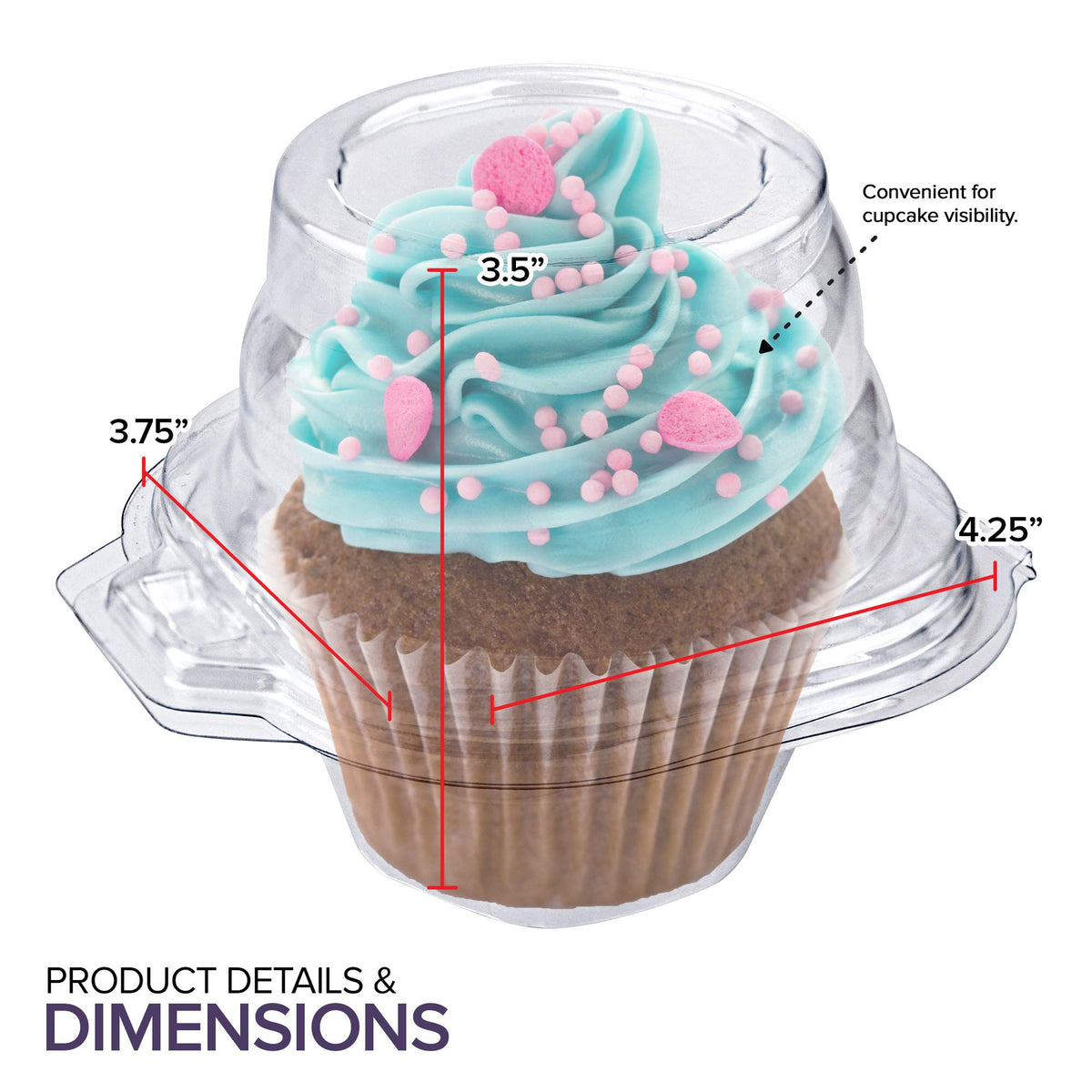 BPA-free PET plastic cupcake container by Stock Your Home for safe to-go packaging