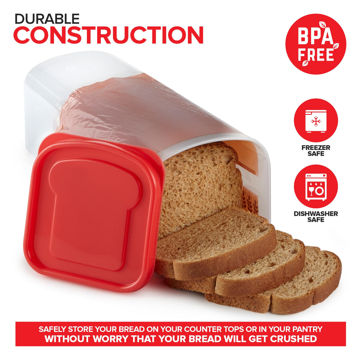 Stock Your Home compact bread container stores upright in pantry.