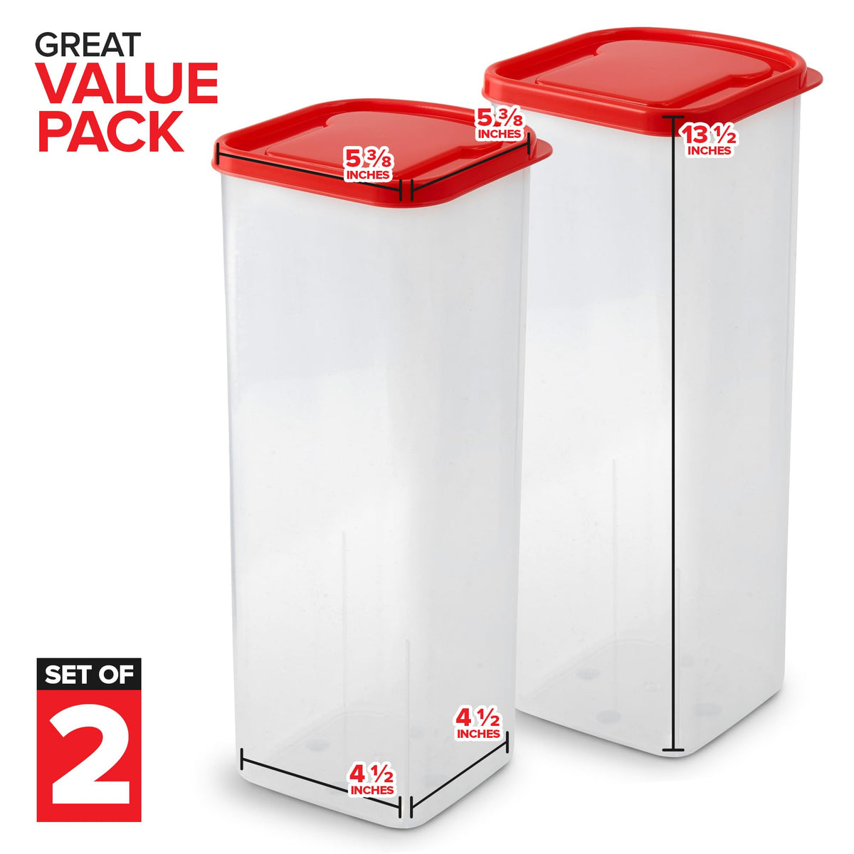 Stock Your Home bread keeper with airtight red lids keeps slices neat.
