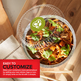 Stock Your Home clear dome lids enabling quick viewing and secure takeaway