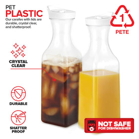 Stock Your Home clear plastic carafe ideal for cold drinks in fridge.
