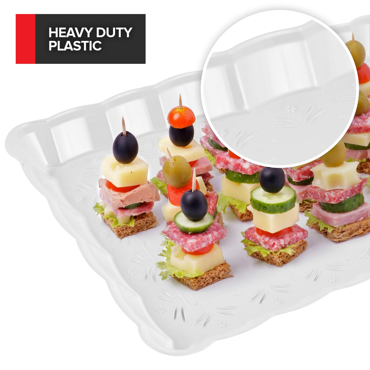 Stock Your Home BPA-free plastic tray keeps foods safe without affecting flavor.