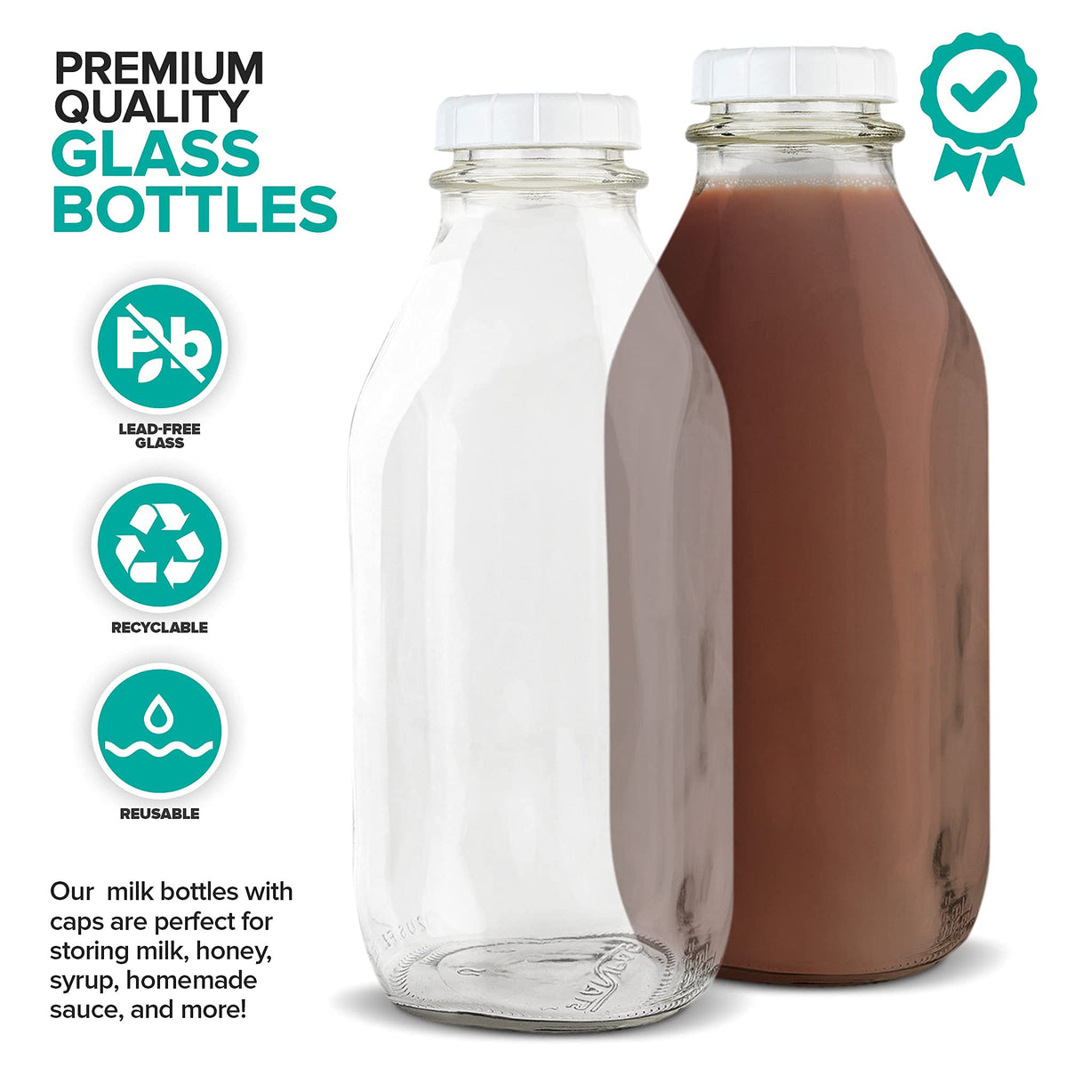 Stock Your Home crystal-clear glass bottles ideal for sauces, syrups, and dressings.