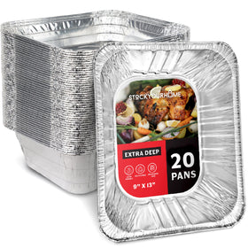 Stock Your Home deep aluminum pan 9x13 top view for meal prep and easy disposal