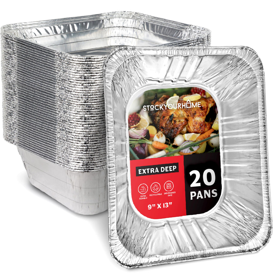 Stock Your Home deep aluminum pan 9x13 top view for meal prep and easy disposal