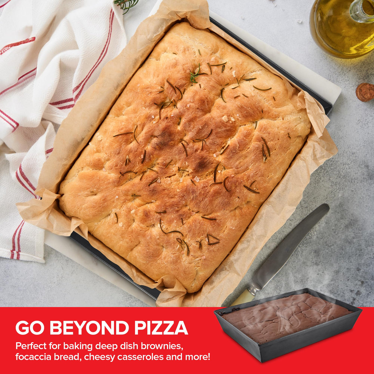 Stock Your Home Detroit-style pizza pan durable aluminum for consistent bake results
