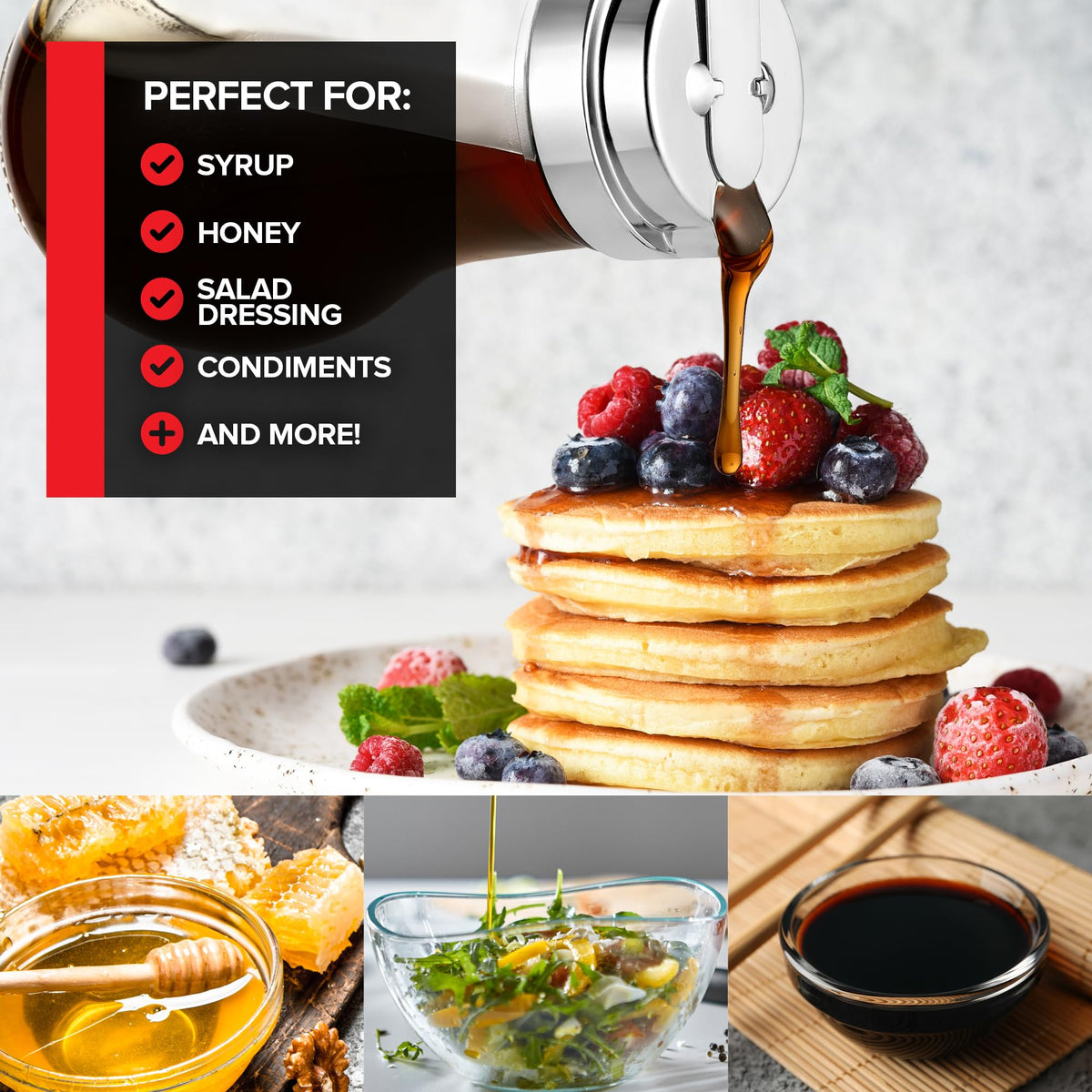 Stock Your Home 14 oz syrup bottle ready for maple syrup and condiments
