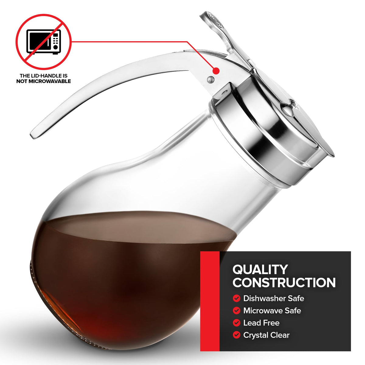 Stock Your Home dishwasher-safe glass syrup dispenser for easy cleaning