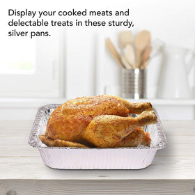 Stock Your Home eco-friendly aluminum pans highlighting recyclable material for responsible hosting.