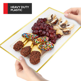 Stock Your Home fruit and dessert tray, white with gold borders.