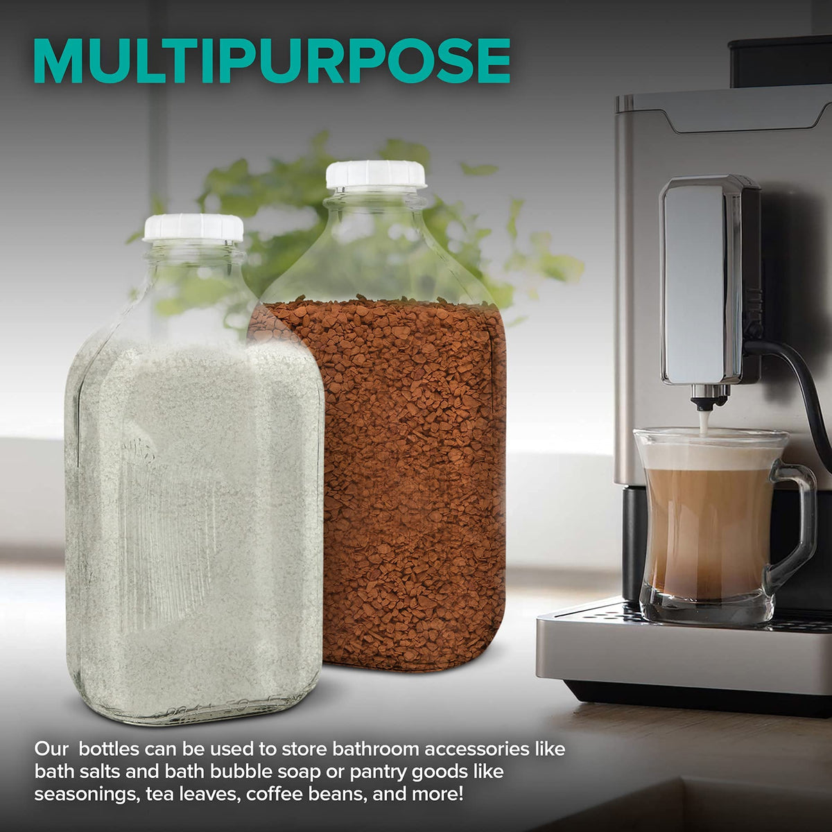 Stock Your Home glass jug lifestyle storage for milk, honey, sauces, and jams.