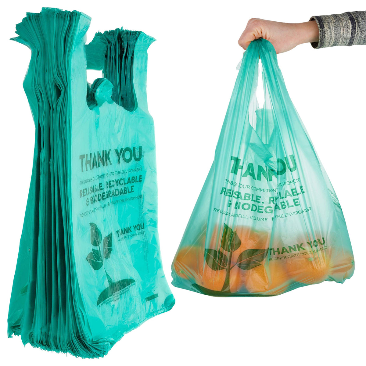 Stock Your Home 500-count grocery bag pack with strong handles for easy shopping.