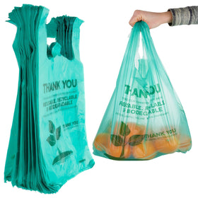 Stock Your Home 500-count grocery bag pack with strong handles for easy shopping.