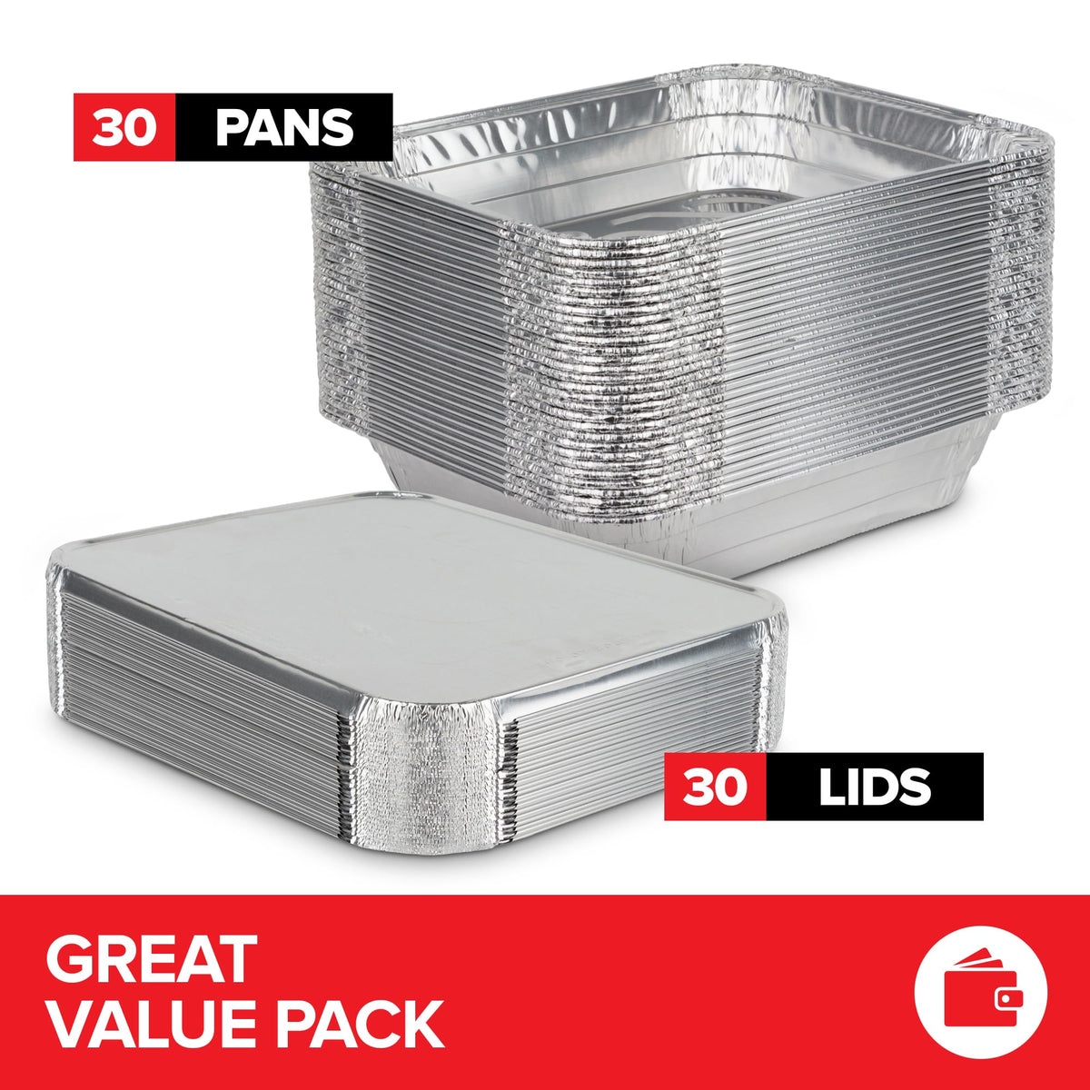 Stock Your Home heavy-duty foil pans with lids for secure bakeware