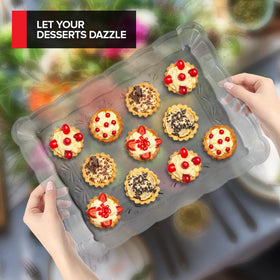 Stock Your Home large 12.5 by 9.25 inch trays fit cookies, fruit, and bites.