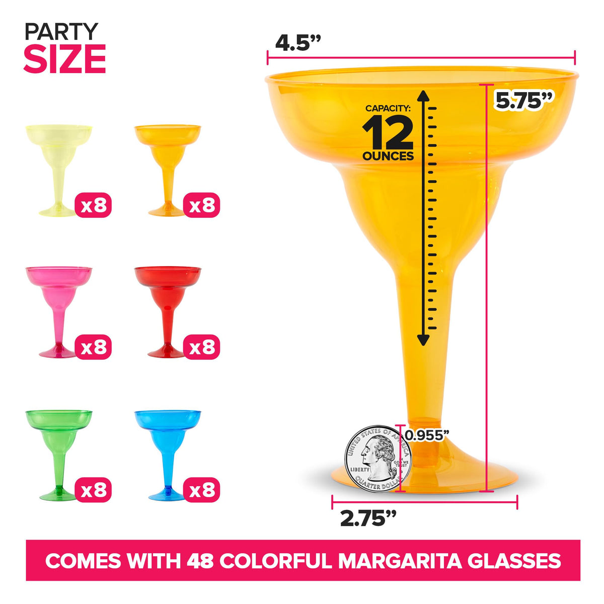 Stock Your Home margarita glasses pink pack for vibrant celebrations.
