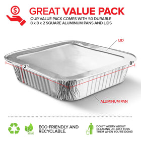 Stock Your Home oven-safe square pans with lids offer even cooking and secure transport.