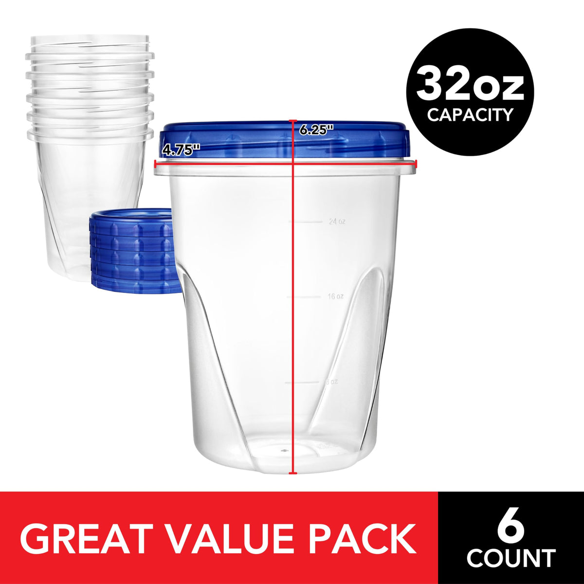 Stock Your Home 32oz quart container ready for fridge leftovers and batch prep.