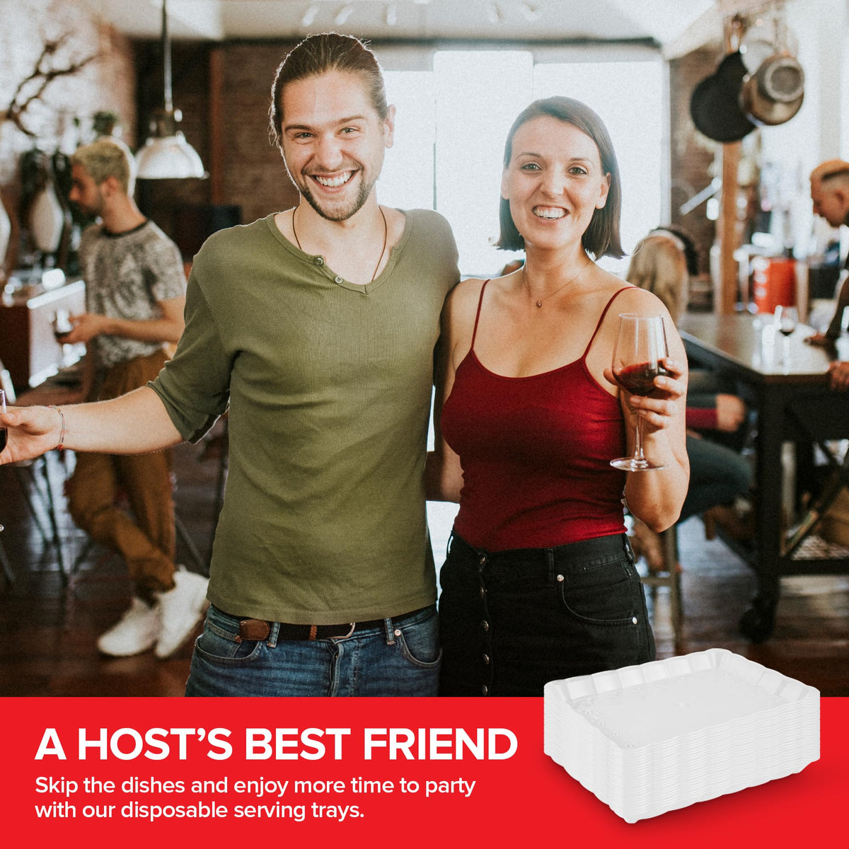 Stock Your Home clear plastic platters are recyclable for eco-conscious events.