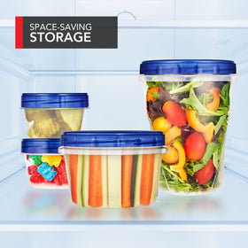 Stock Your Home stackable quart containers save fridge space.
