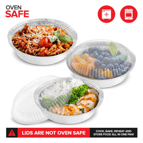 Stock Your Home stacking aluminum pans with dome lids saving space during transport