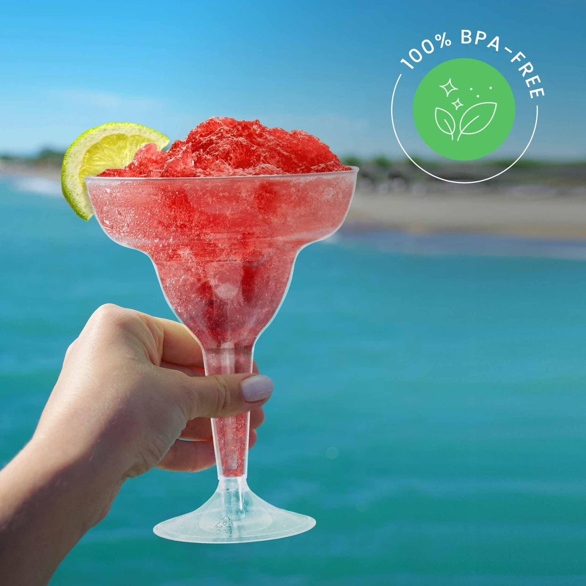 Stock Your Home stackable BPA-free margarita cups for quick setup and cleanup.