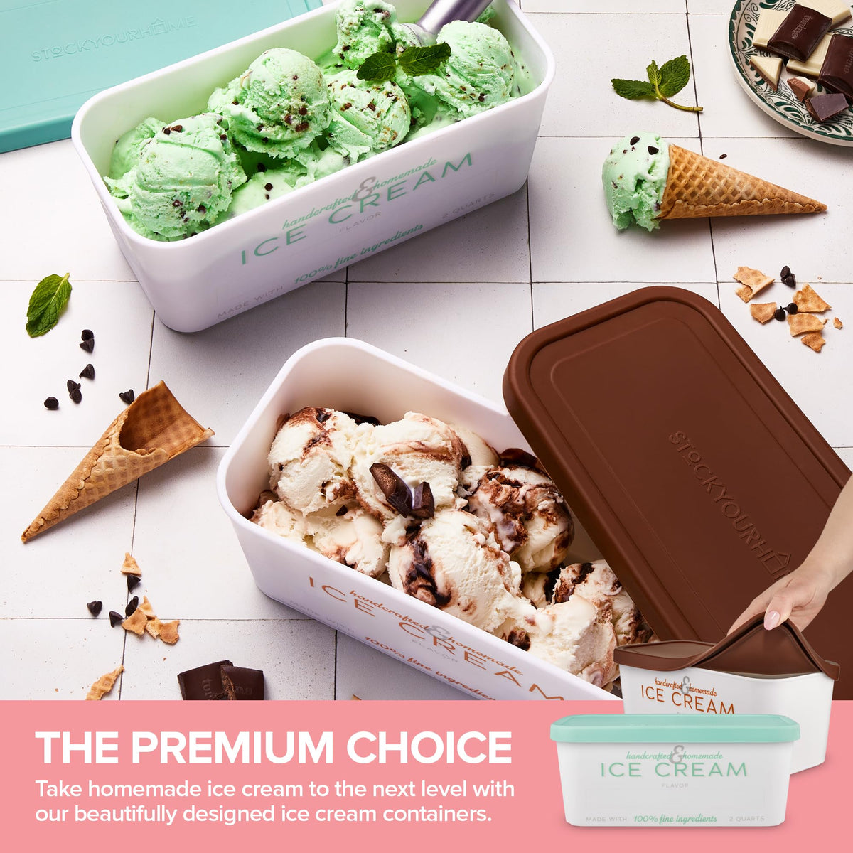 Two-quart capacity ideal for batch-making ice cream and gelato.