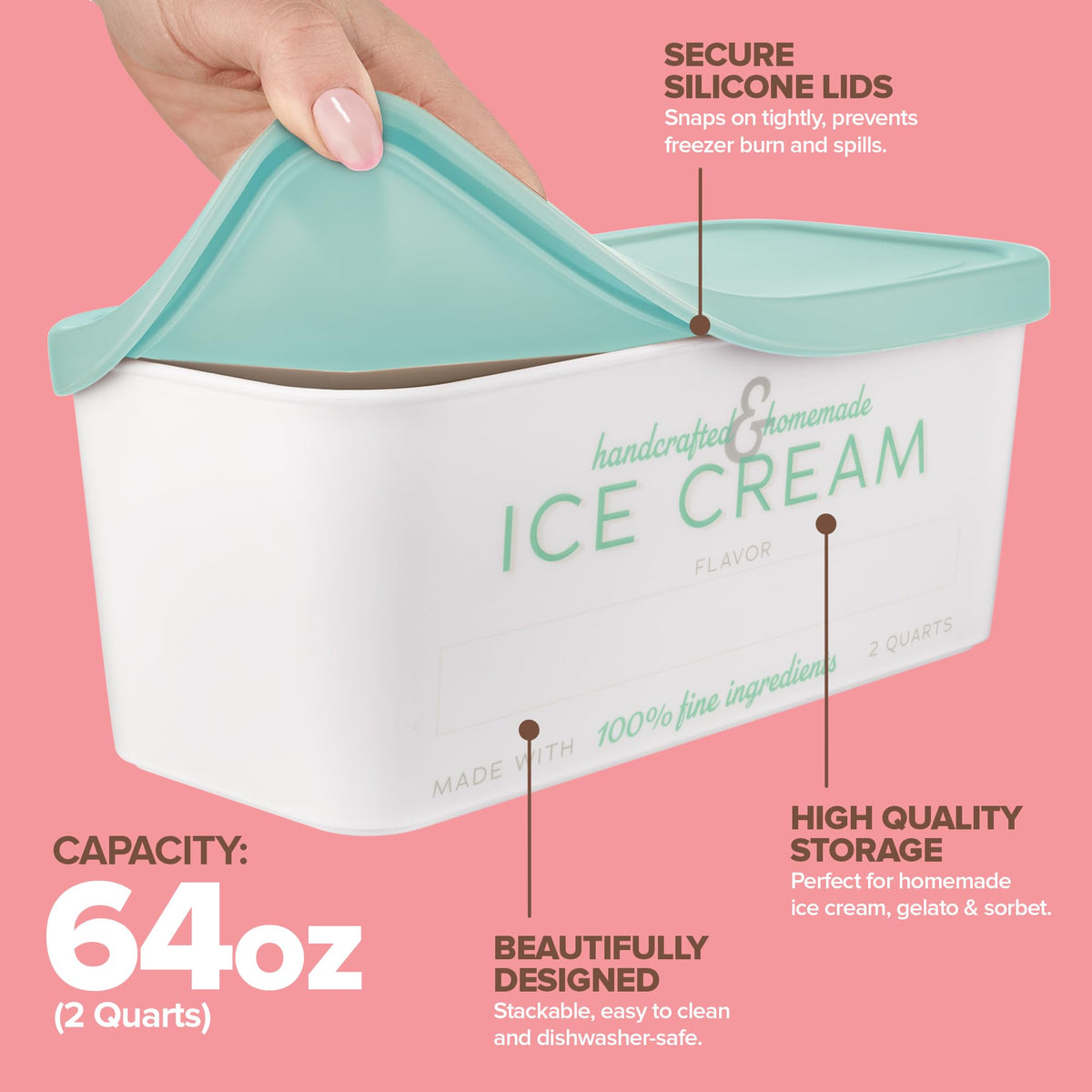 Wide rectangular Stock Your Home container makes easy scooping and fewer edge cleanups.