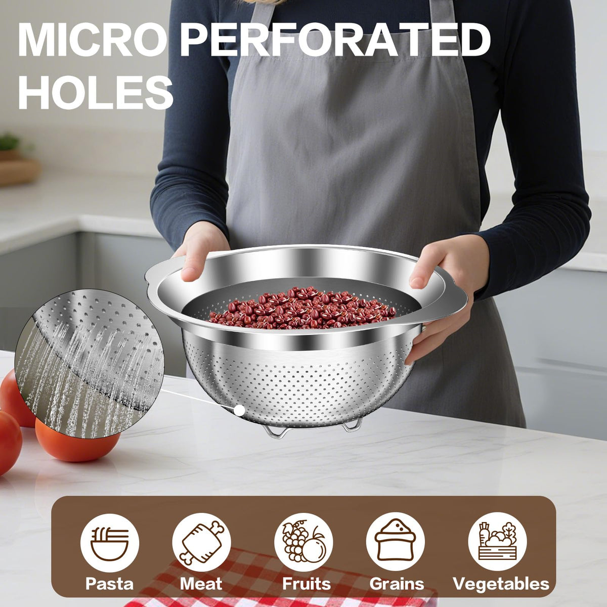 Stockpot food-grade stainless steel resists odors and stains for everyday versatility.