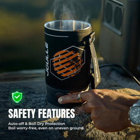 Stoke Voltaics electric kettle auto shut-off protects against overheating.