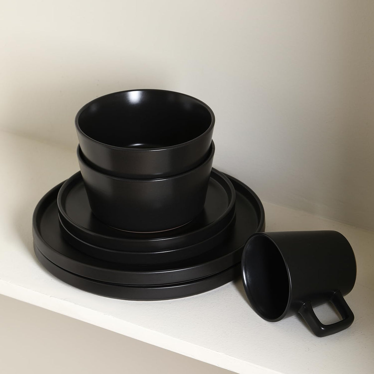 Durable stoneware resists daily use while keeping a refined look
