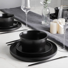 Celina salad plate in black matte adds contrast for fresh salads