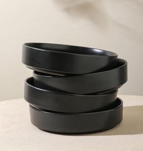 Celina close-up of matte black glaze and durable stoneware texture.