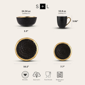 Stone Lain Florian salad plate in black gold rim elevates everyday meals
