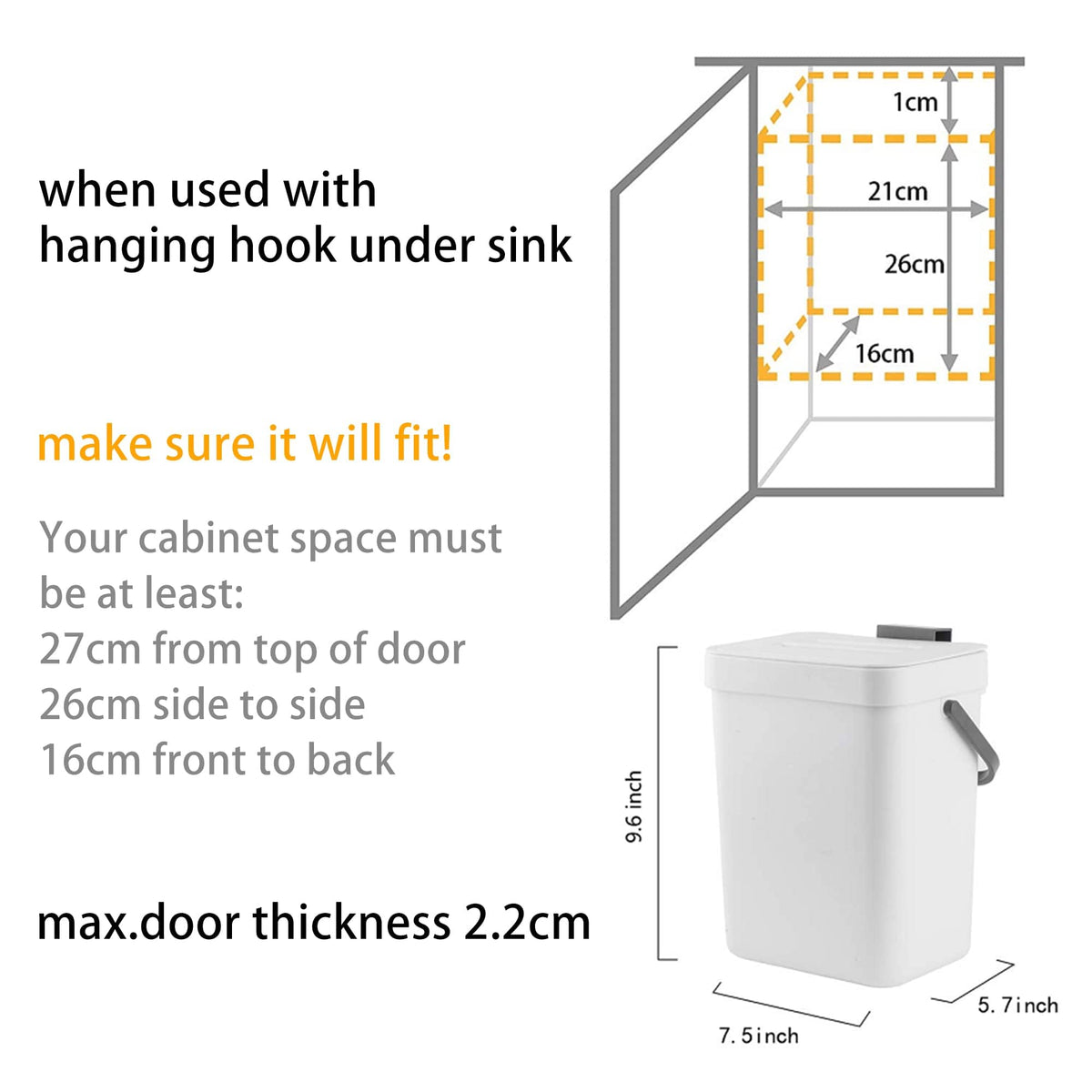 Stonespace compact trash can suitable for bathroom or RV use.