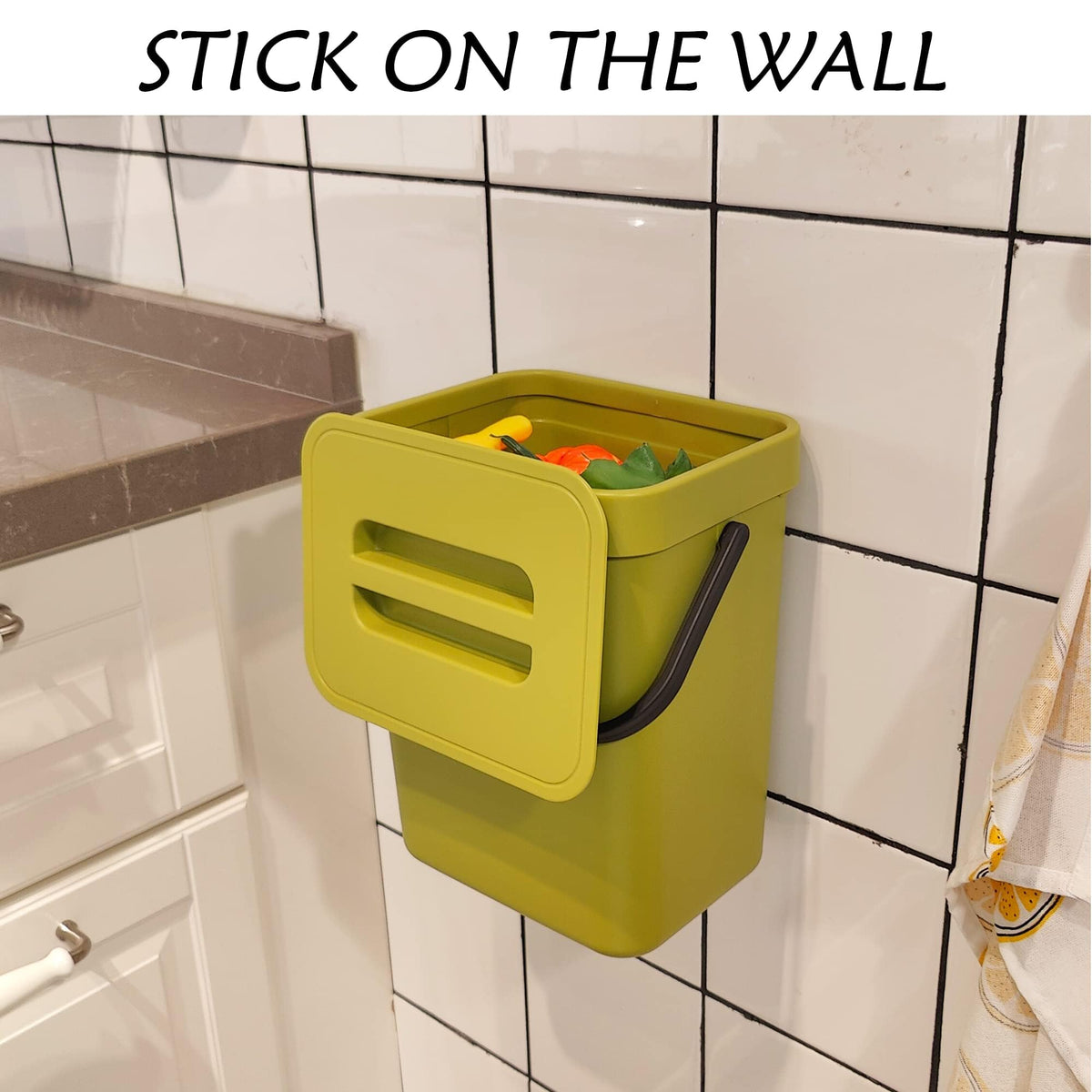 Stonespace compost bin for indoor kitchen with wall mount option for a clutter-free space.