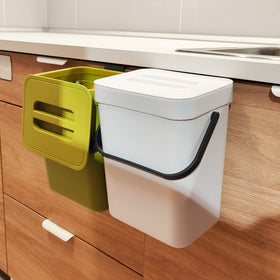 stonespace hanging trash can with lid under-sink setup keeps area tidy and odor-free