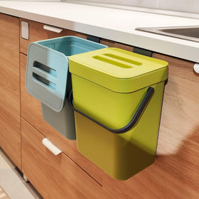 Stonespace small kitchen trash can with lid on countertop keeps odors contained.