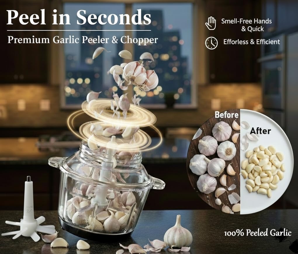 Stonvea automatic garlic peeler in action reducing mess